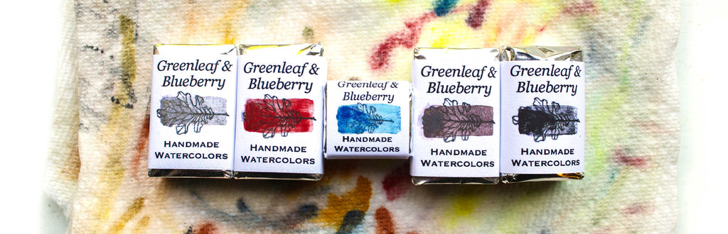 Greenleaf & Blueberry Artisanal Handmade Watercolors Single Pigment Palettes Full Pans Half Pans