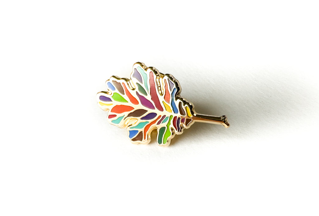 Greenleaf & Blueberry Rainbow Leaf Enamel Lapel Pin