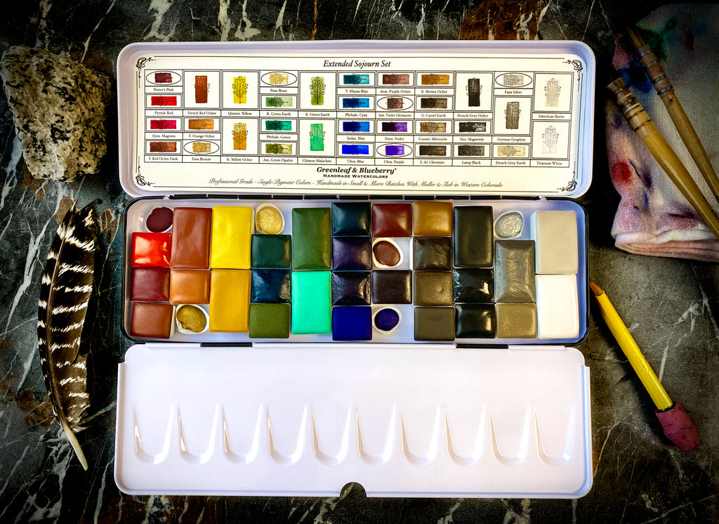 Extended Sojourn Bijoux Set Watercolor Palette, Full Pans, Half-Pans, Shells