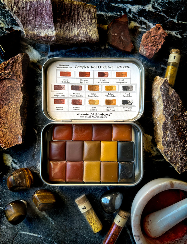 Complete Iron Oxides Set Travel Watercolor Palette, Half-Pans, Limited Release September 2023
