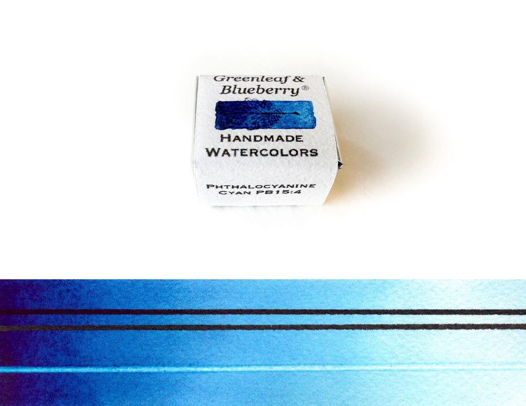 Phthalocyanine Cyan PB15:4 Watercolor Paint, Half-Pan, New!