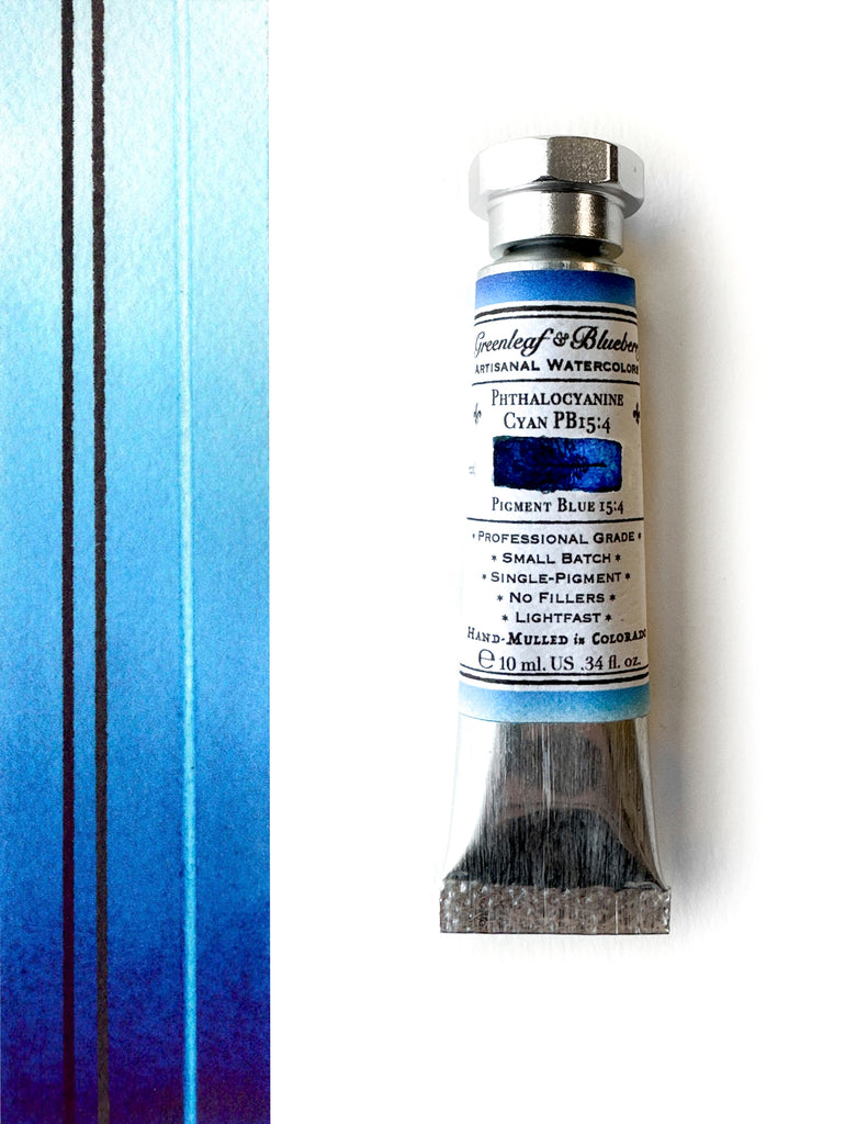 Phthalocyanine Cyan PB15:4 Watercolor Paint, Tube, 10ml