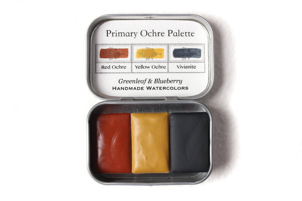 Primary Ochre Palette w/ Vivianite Watercolor Palette, Full Pans