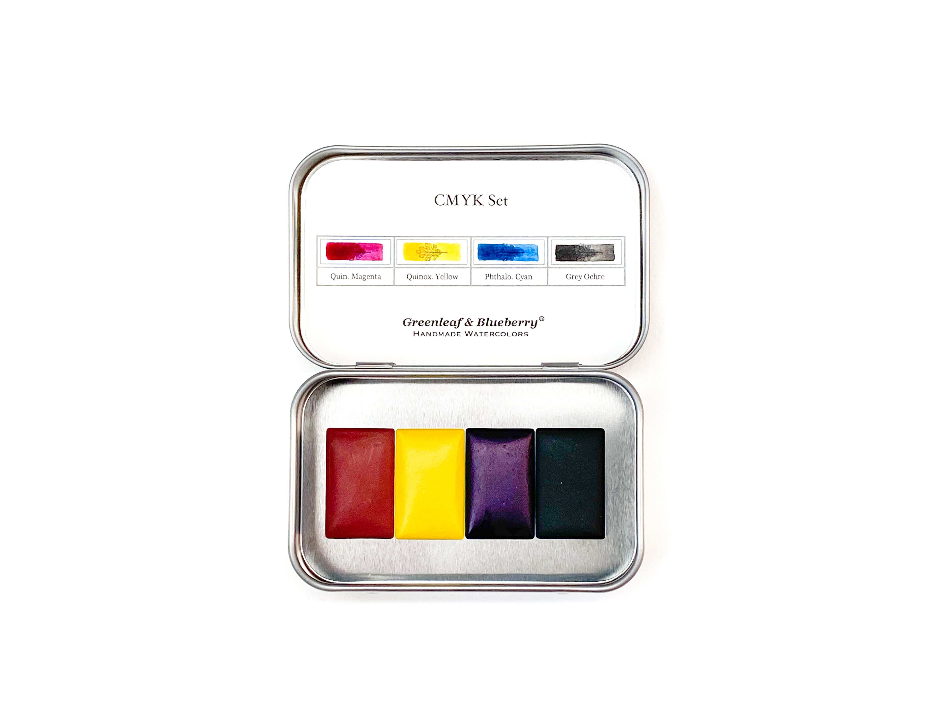 CMYK Set Watercolor Palette, Full-Pans – Greenleaf & Blueberry