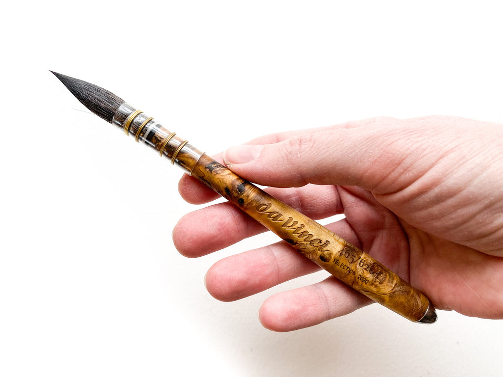 Limited Edition 2020 Da Vinci Blue Russian Squirrel Quill Watercolor Brush with Metalpoint Handle Tip