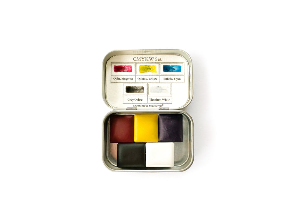 CMYKW Set Watercolor Palette, Half-Pans