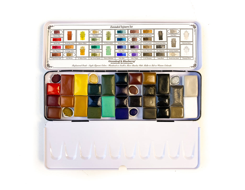 Extended Sojourn Bijoux Set Watercolor Palette, Full Pans, Half-Pans, Shells