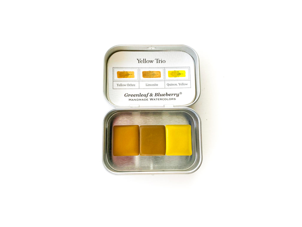Yellow Trio Watercolor Palette, Half-Pans