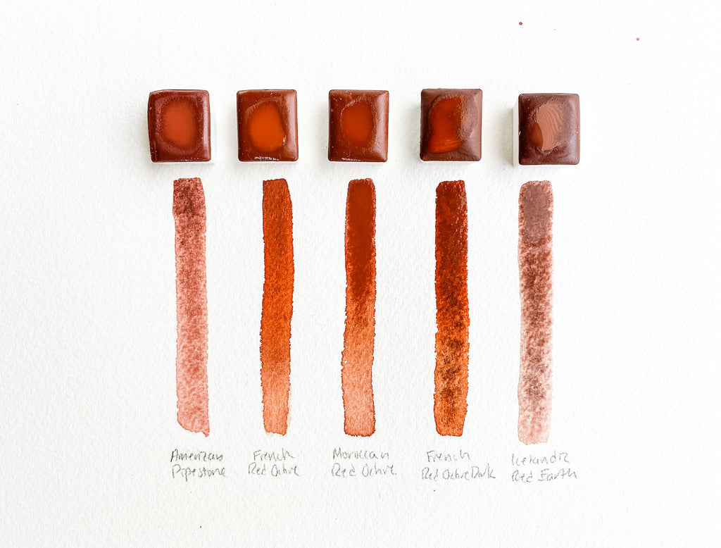 French Red Ochre Dark Watercolor Paint, Half-Pan