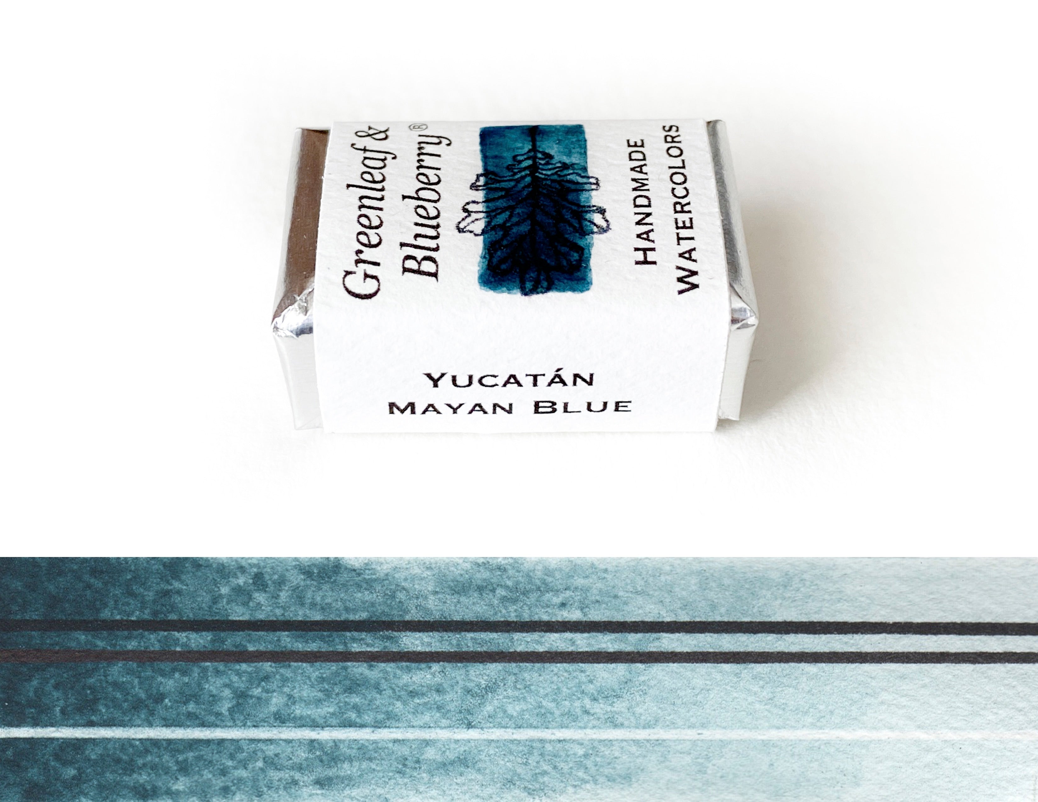 Mayan Blue Code Yucatán Mayan Blue Watercolor Paint, Full Pan – Greenleaf & Blueberry